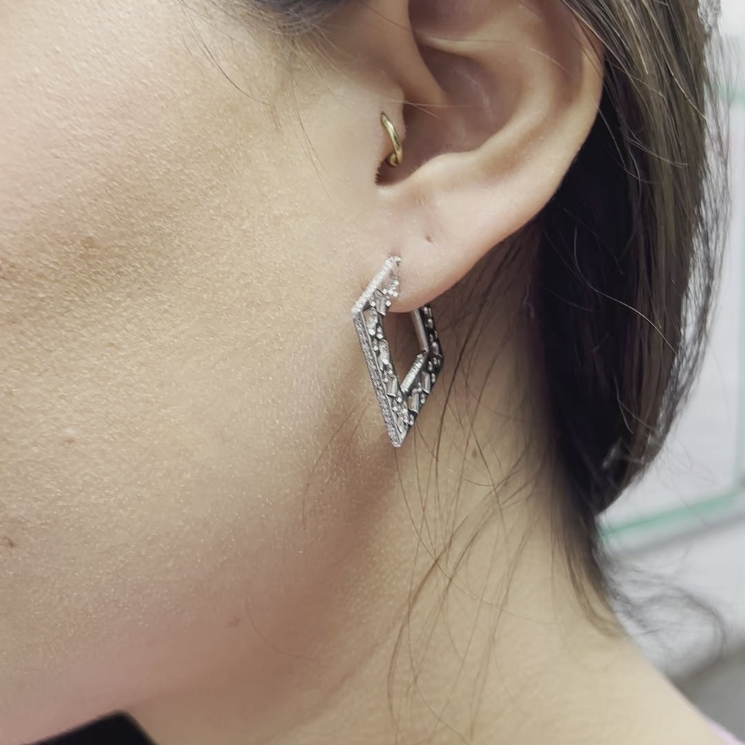 Ready to Ship Diamond Square Inside-Out Hoop Earrings (0.24 ct.) in 18K Gold