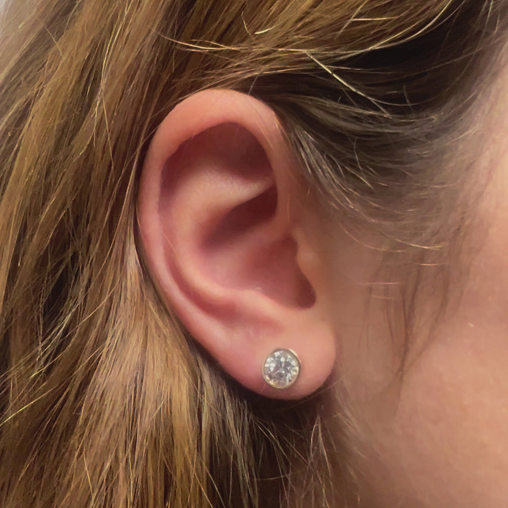 Lab Grown Diamond Stud Bezel Setting Earrings (2.00 ct.) in 14K Gold