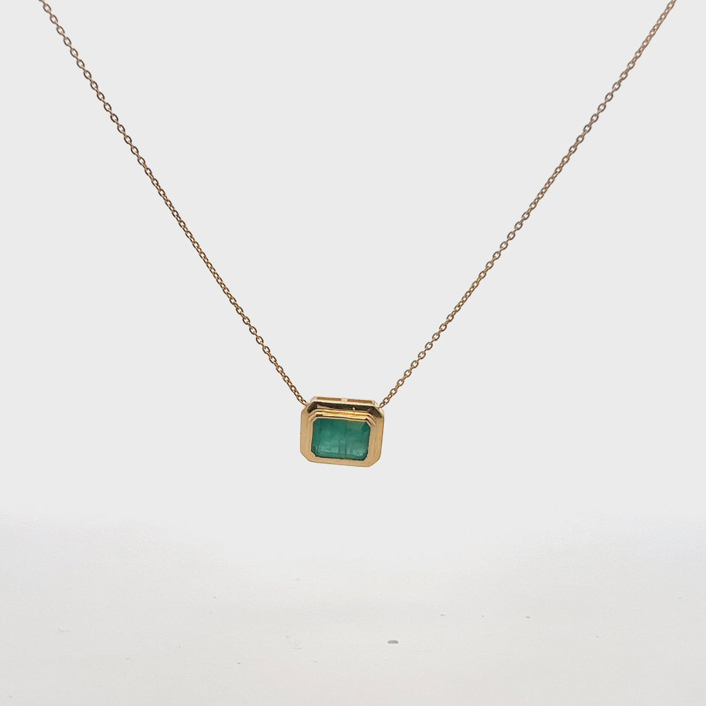 Solitaire Emerald Cut Emerald Necklace (1.70 ct.) in 14K Gold