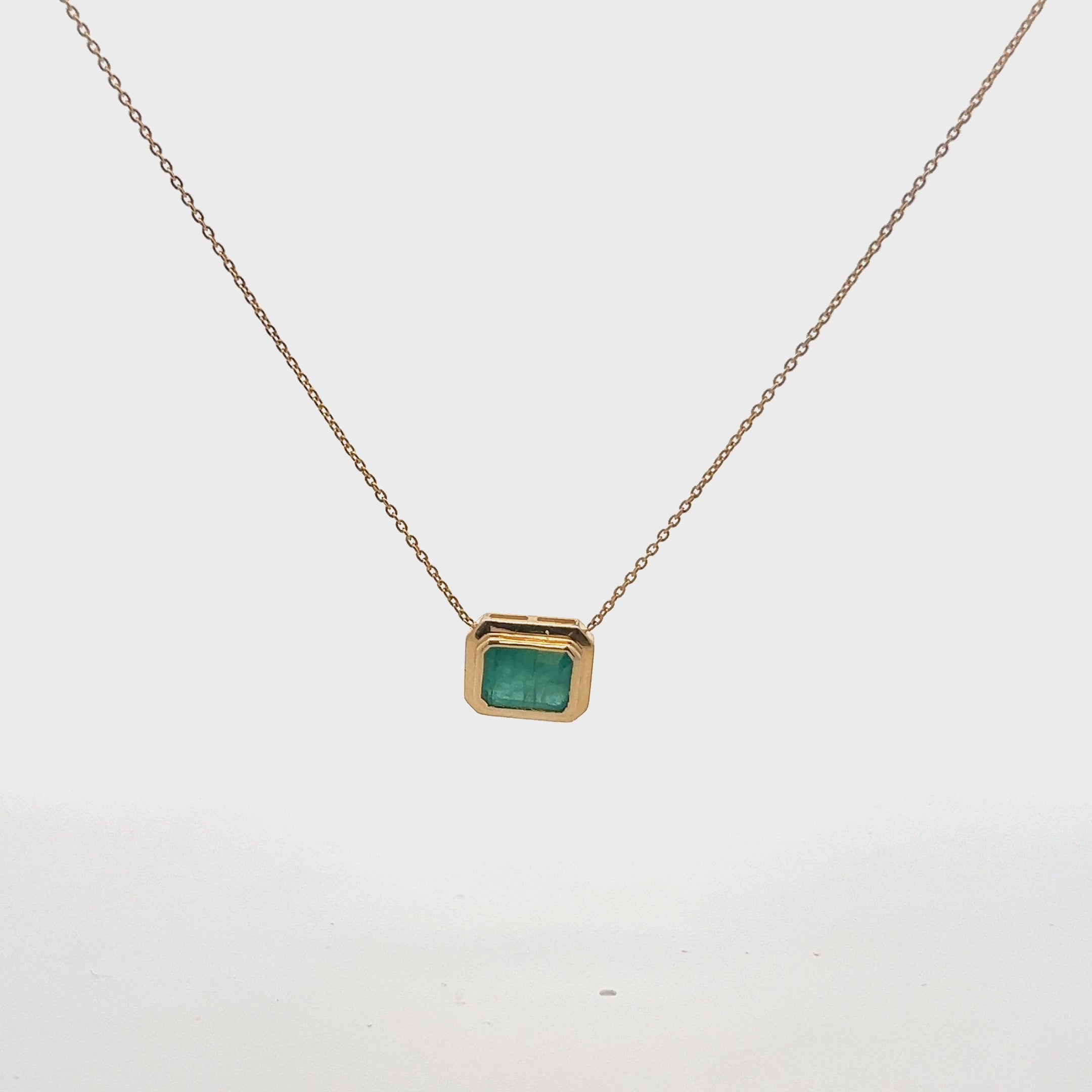 Solitaire Emerald Cut Emerald Necklace (1.70 ct.) in 14K Gold