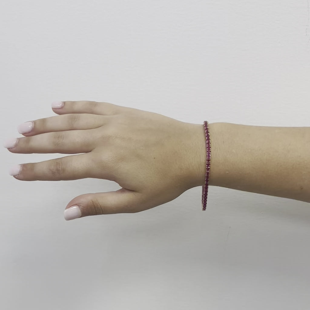 Ruby Tennis Bracelet (9.04 ct.) 3.00mm 4-Prongs Setting in 14K Gold