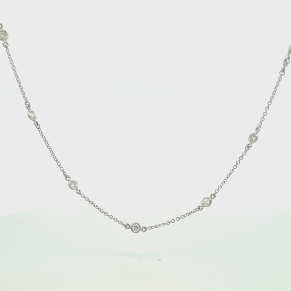16 Stone Diamond By The Yard Necklace, Bezel Set Diamond Station Necklace (1.50 ct.) in 14K Gold