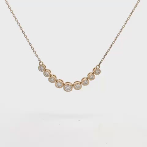 Graduated Diamond Bar Necklace (1.50 ct.) Bezel Setting in 14K Gold