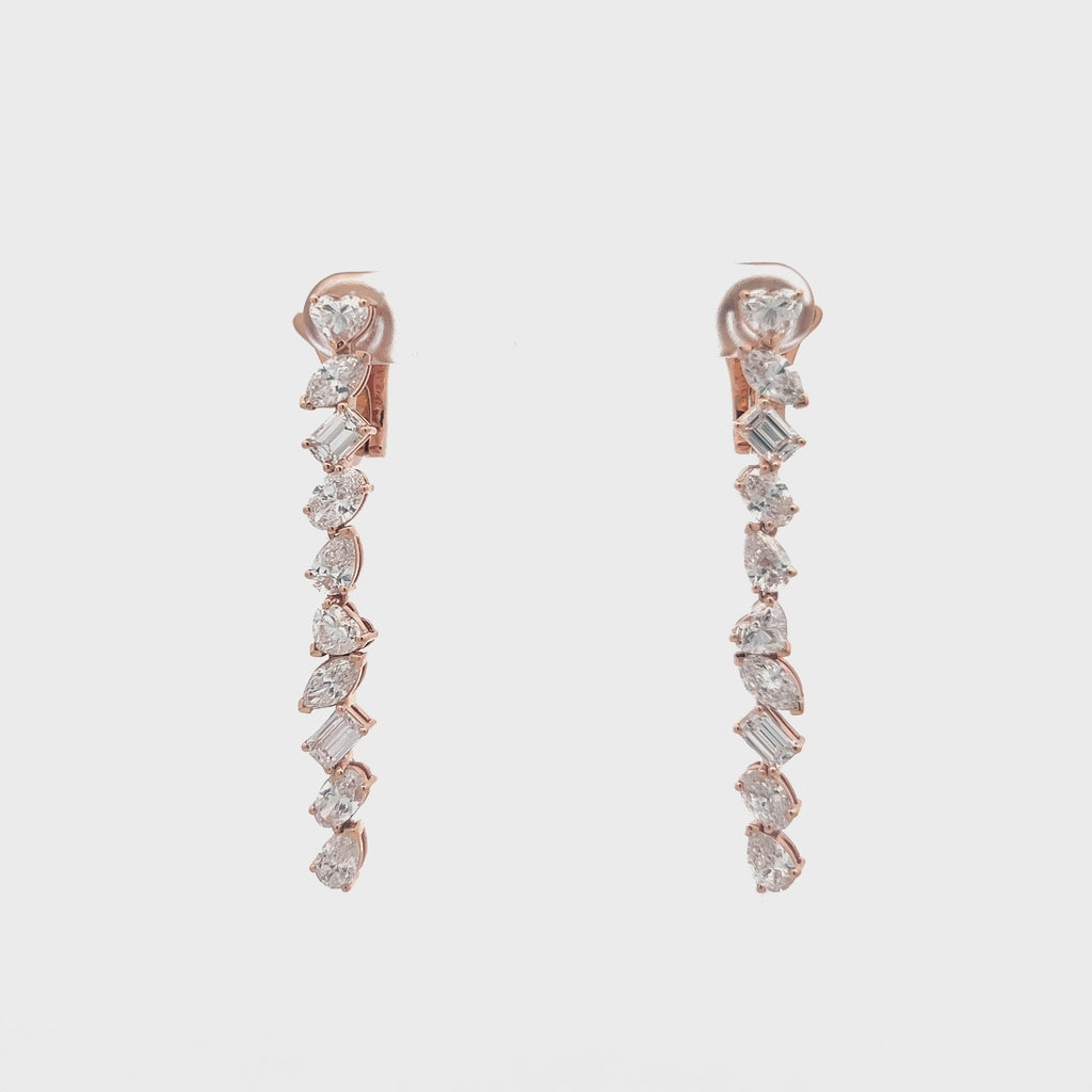 Fancy Multi Shape Diamond Earrings (6.61 ct.) in 18K Gold
