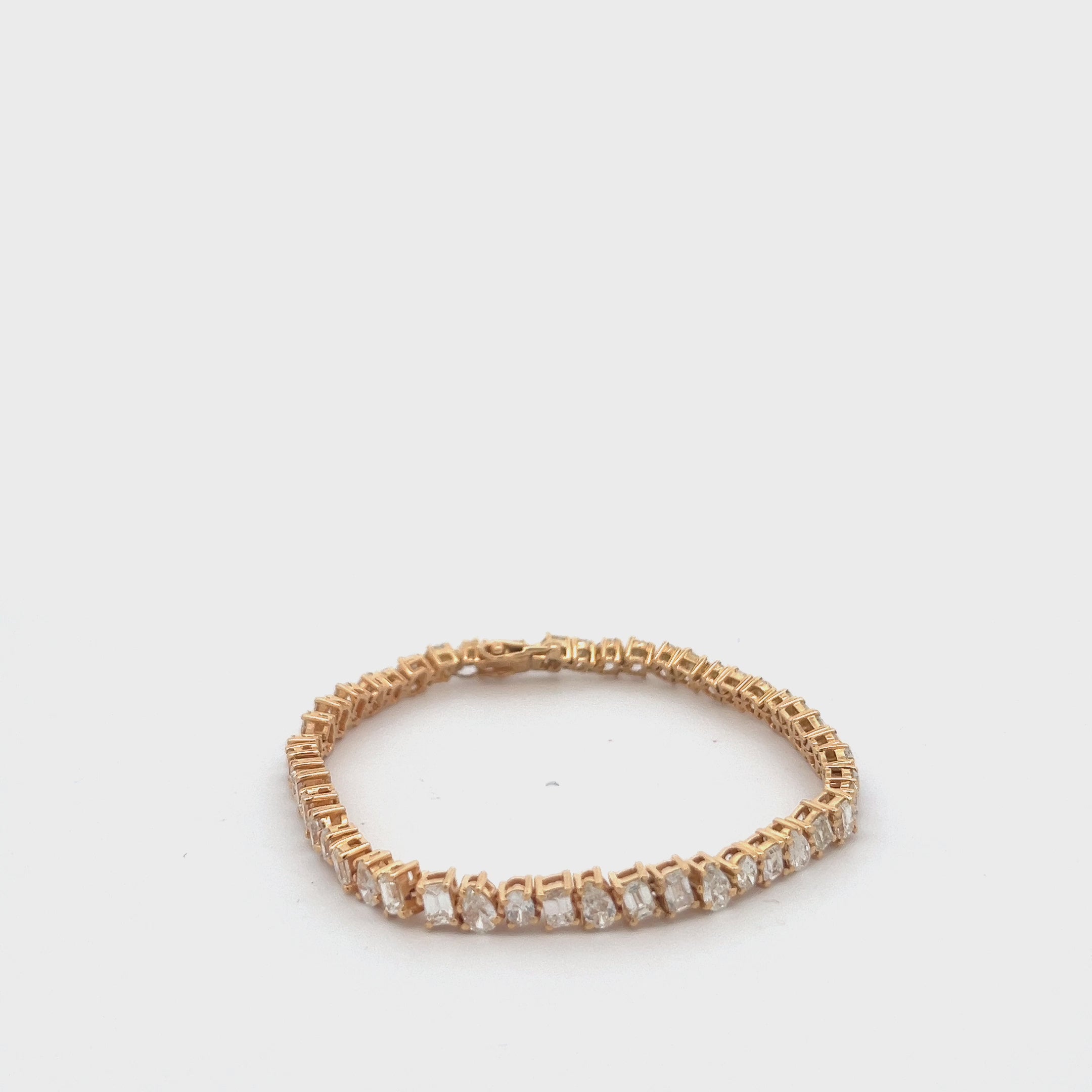 Fancy Multi Shape Diamond Bracelet (7.10 ct.) 4-Prongs Setting in 18K Gold