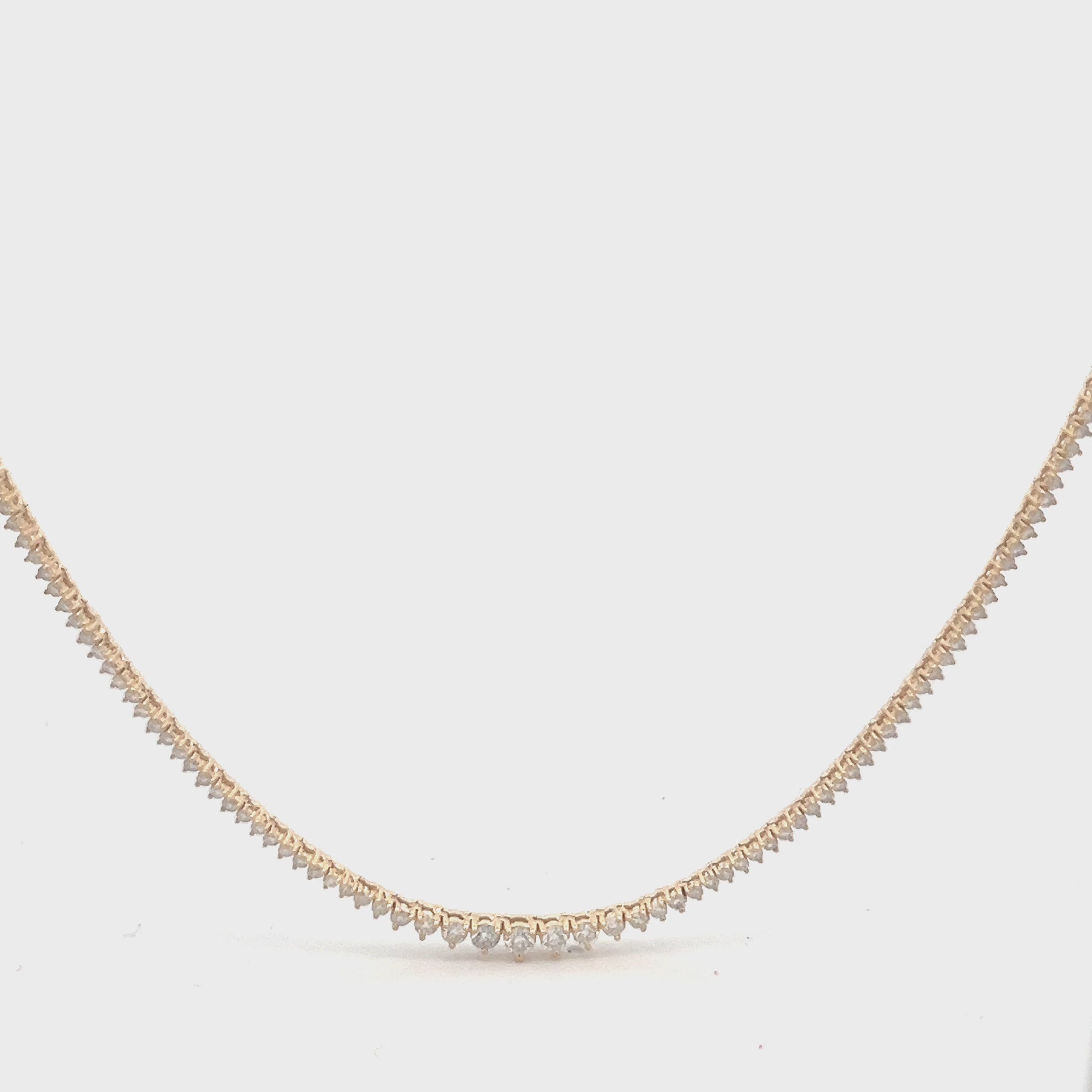 Riviera Diamond Tennis Necklace (3.50 ct.) 1.90 mm to 2.90 mm 3-Prongs Setting in 14K Gold
