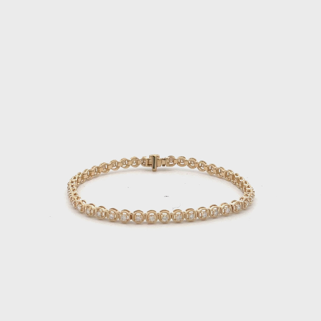 Diamond Tennis Bracelet Bezel Multigrain (1.00 ct.) 1.75 mm 4-Prongs Setting in 14K Gold