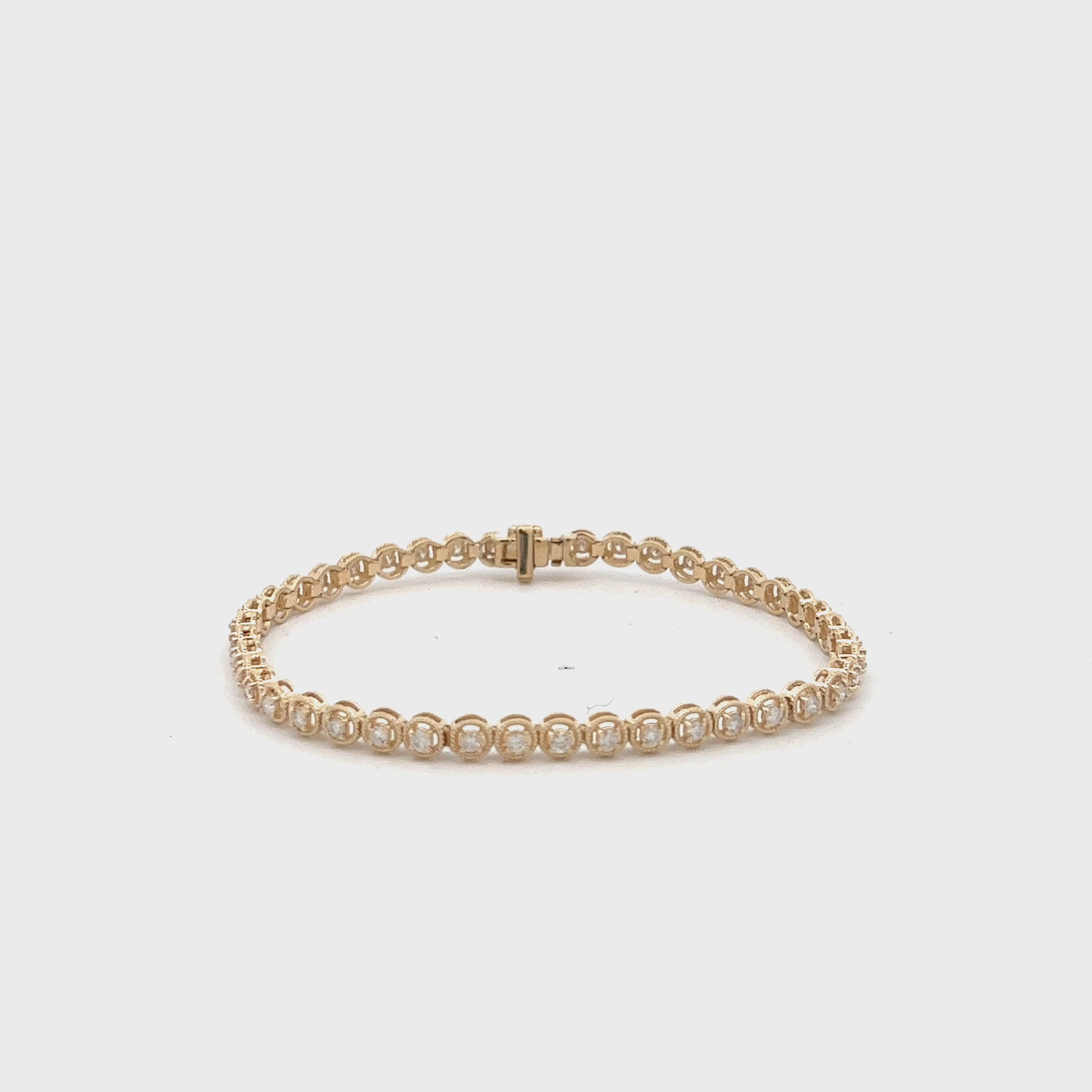 Diamond Tennis Bracelet Bezel Multigrain (1.00 ct.) 1.75 mm 4-Prongs Setting in 14K Gold