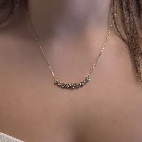 Graduated Diamond Bar Necklace (1.50 ct.) Bezel Setting in 14K Gold