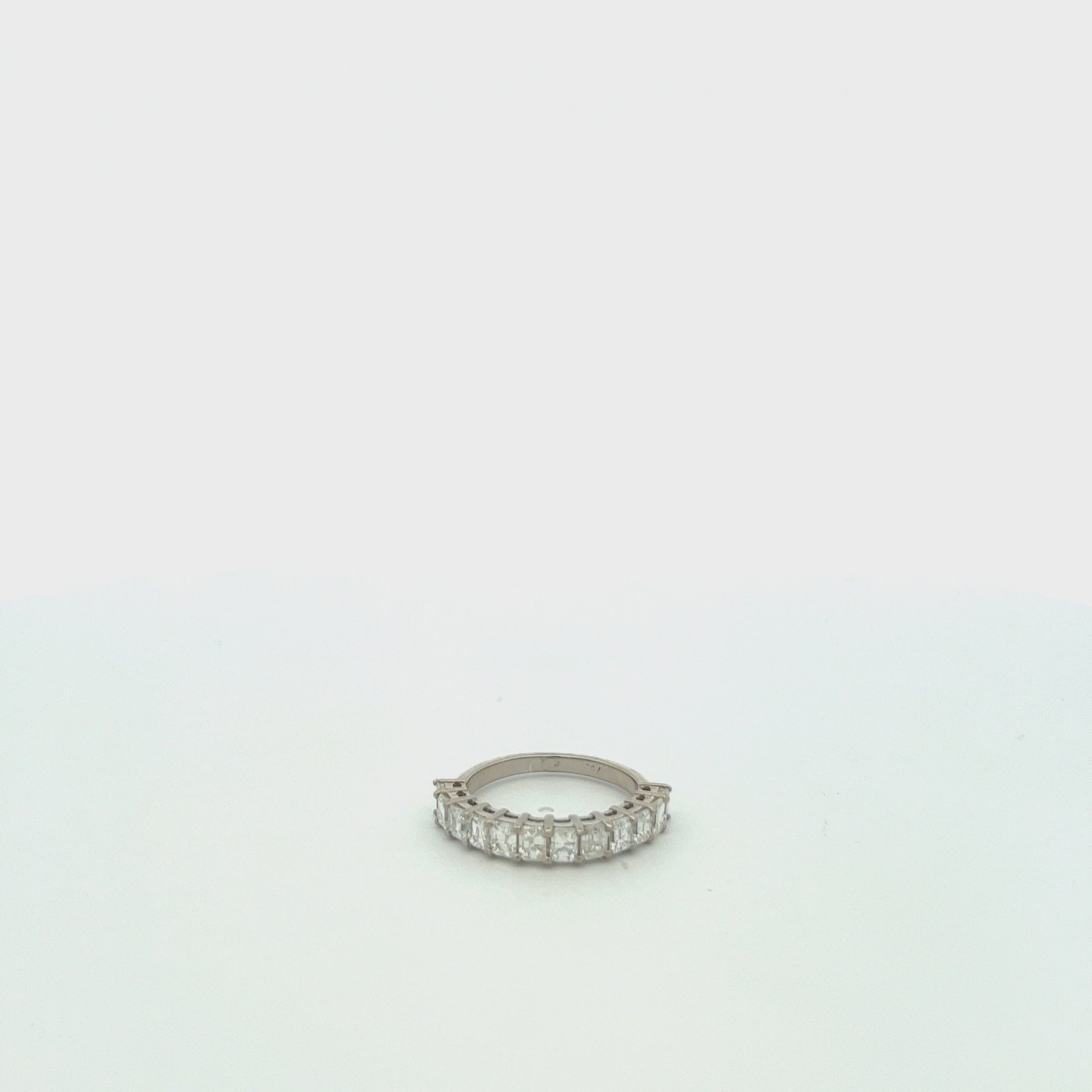 Emerald Cut Diamond Halfway Ring Band (1.20 ct.) 4-Prongs Setting in 18K Gold