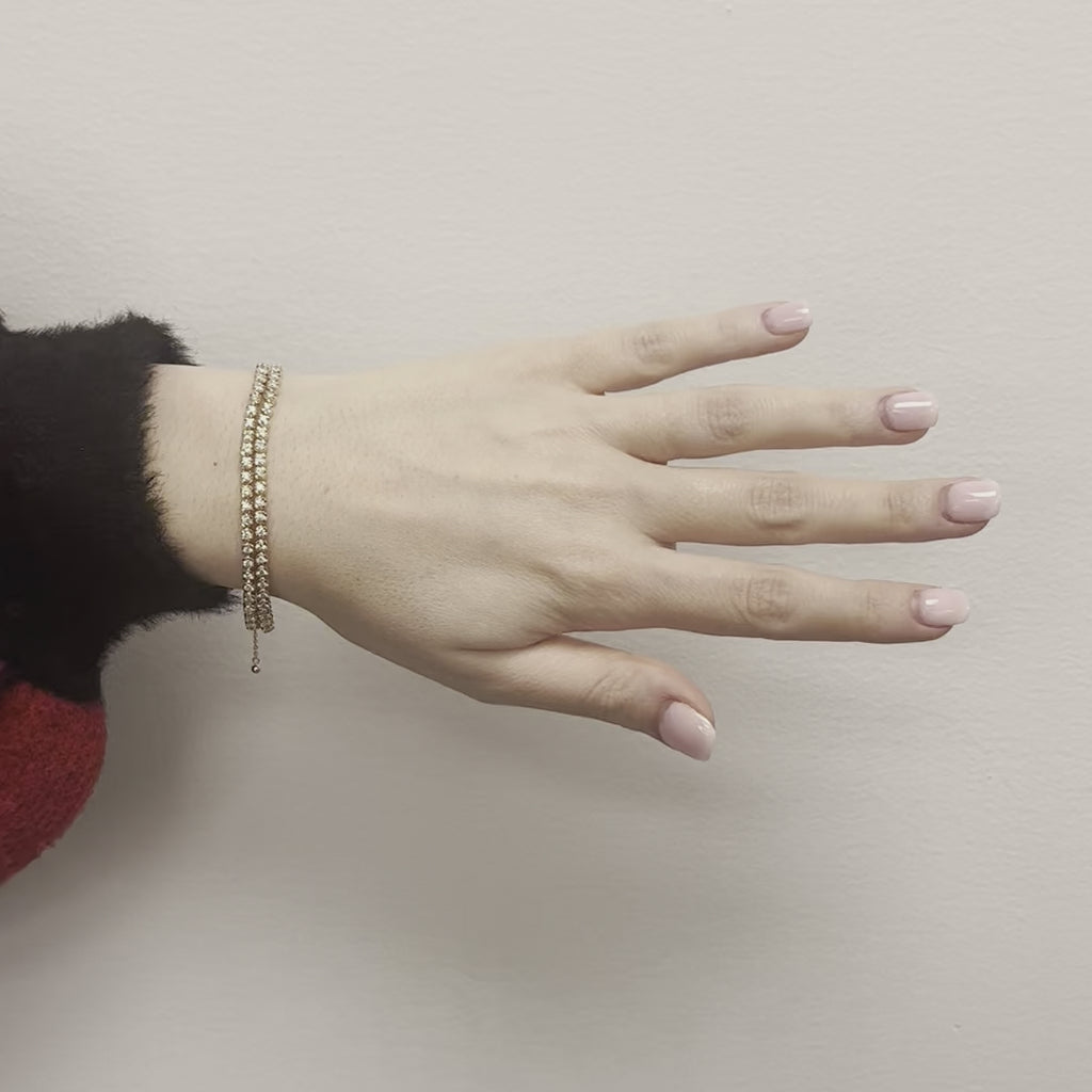 Multiway Diamond Tennis Choker Necklace + Double Wrap Bracelet, (2.53 ct.) Buttercup Setting in 14K Gold