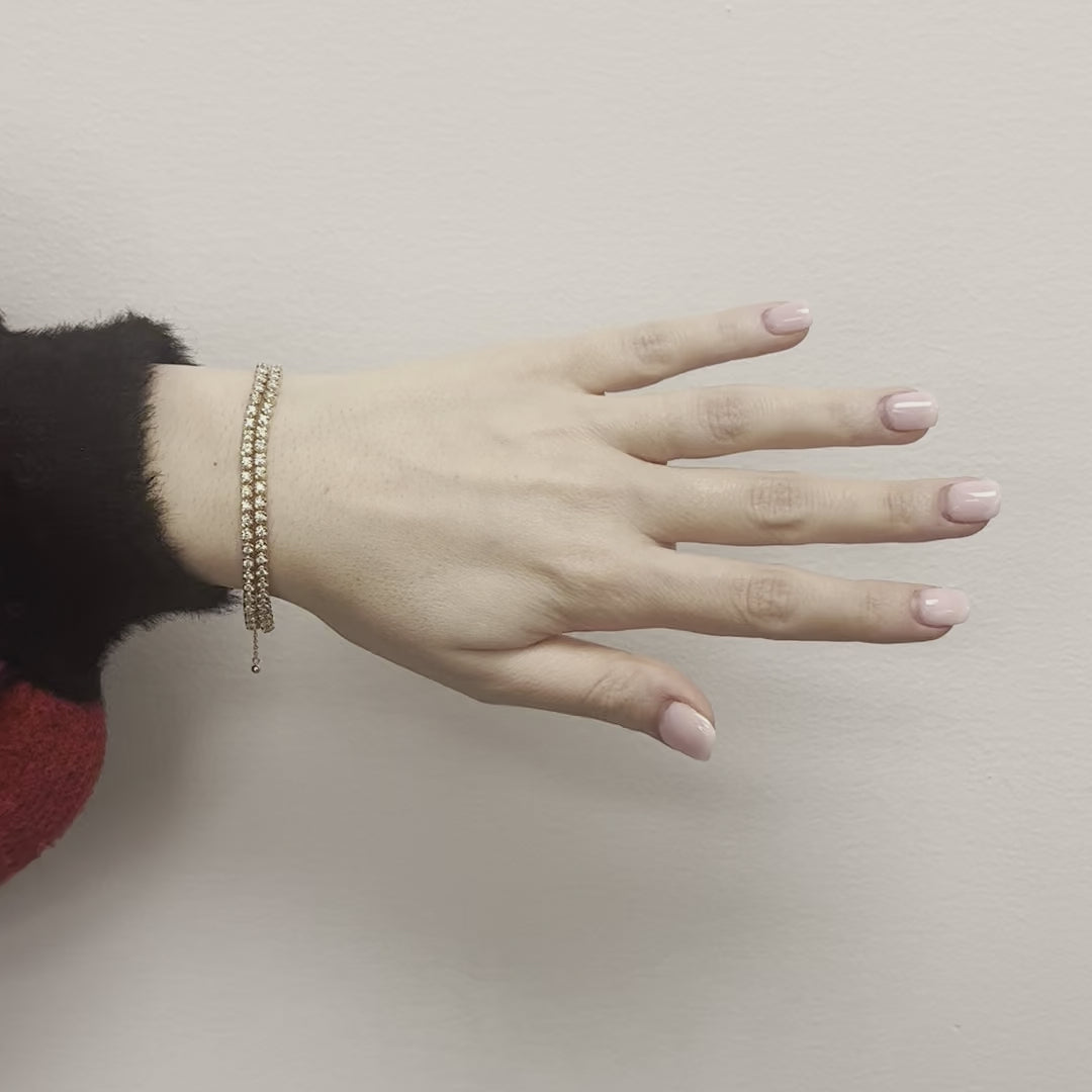 Multiway Diamond Tennis Choker Necklace + Double Wrap Bracelet, (2.53 ct.) Buttercup Setting in 14K Gold