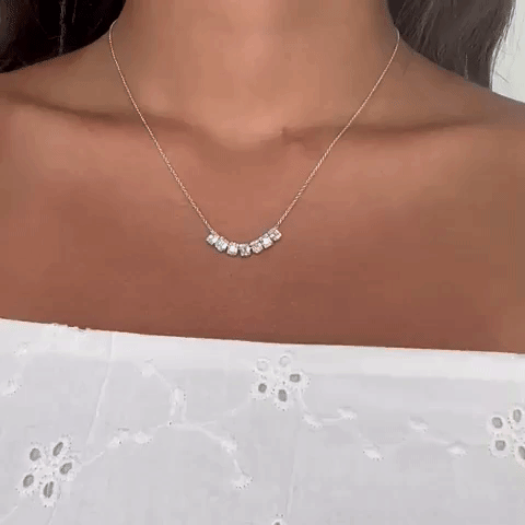 Baguette & Round Diamonds Illusion Necklace (0.50 ct.) in 14K Gold
