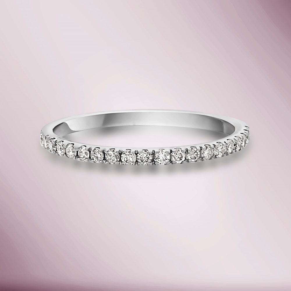 14K Half Pave Round Cut Natural Diamond Band,Gold Eternity Band,Band Ring,14k Gold Genuine Diamond HALF Eternity Band Wedding Stack Ring