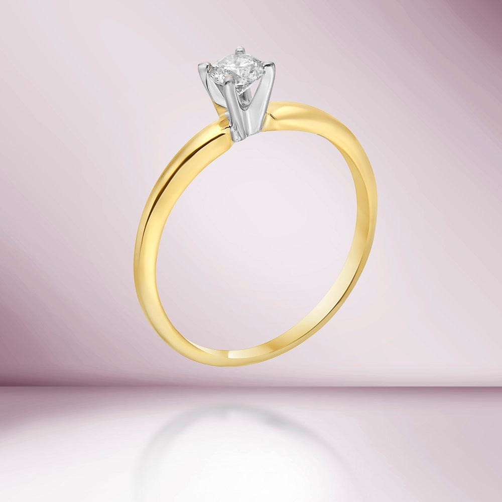 14K Round Cut Natural Diamond 4-prongs Solitaire Engagement Ring 2