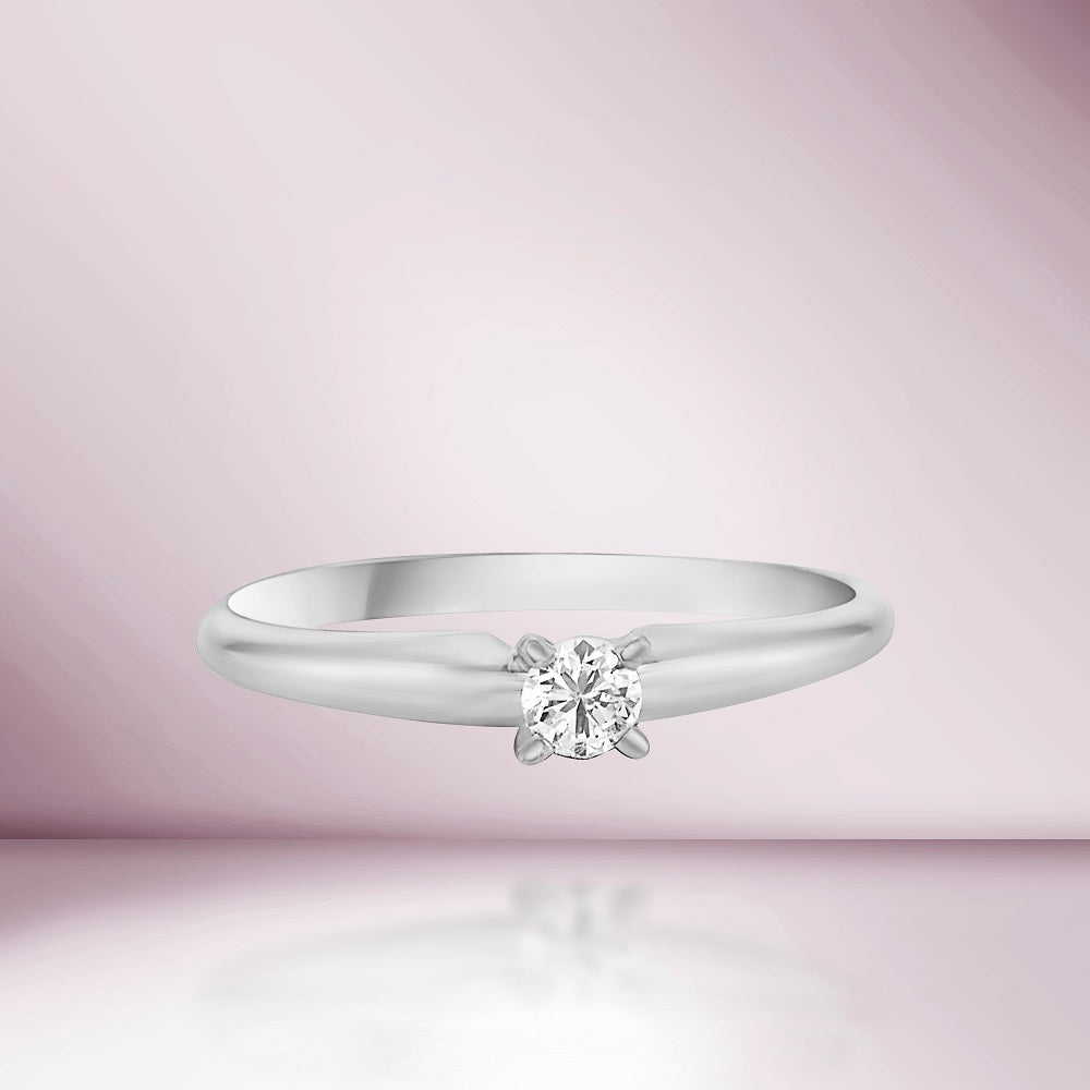 14K Round Cut Natural Diamond 4-prongs Solitaire Engagement Ring 2