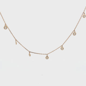 7 Stone Dangle Diamond Station Necklace (0.50 ct.) Bezel Set in 14K Gold