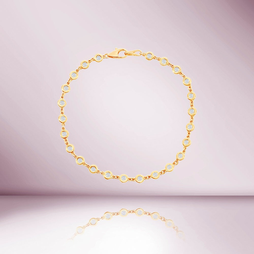 22 Stone Diamond By The Yard Bracelet (0.80 ct.) in 14K Gold