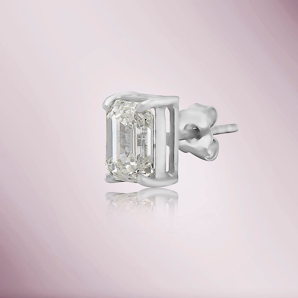 Emerald Cut Diamond Rectangular Studs Earrings (2.03 ct.) in 14K Gold