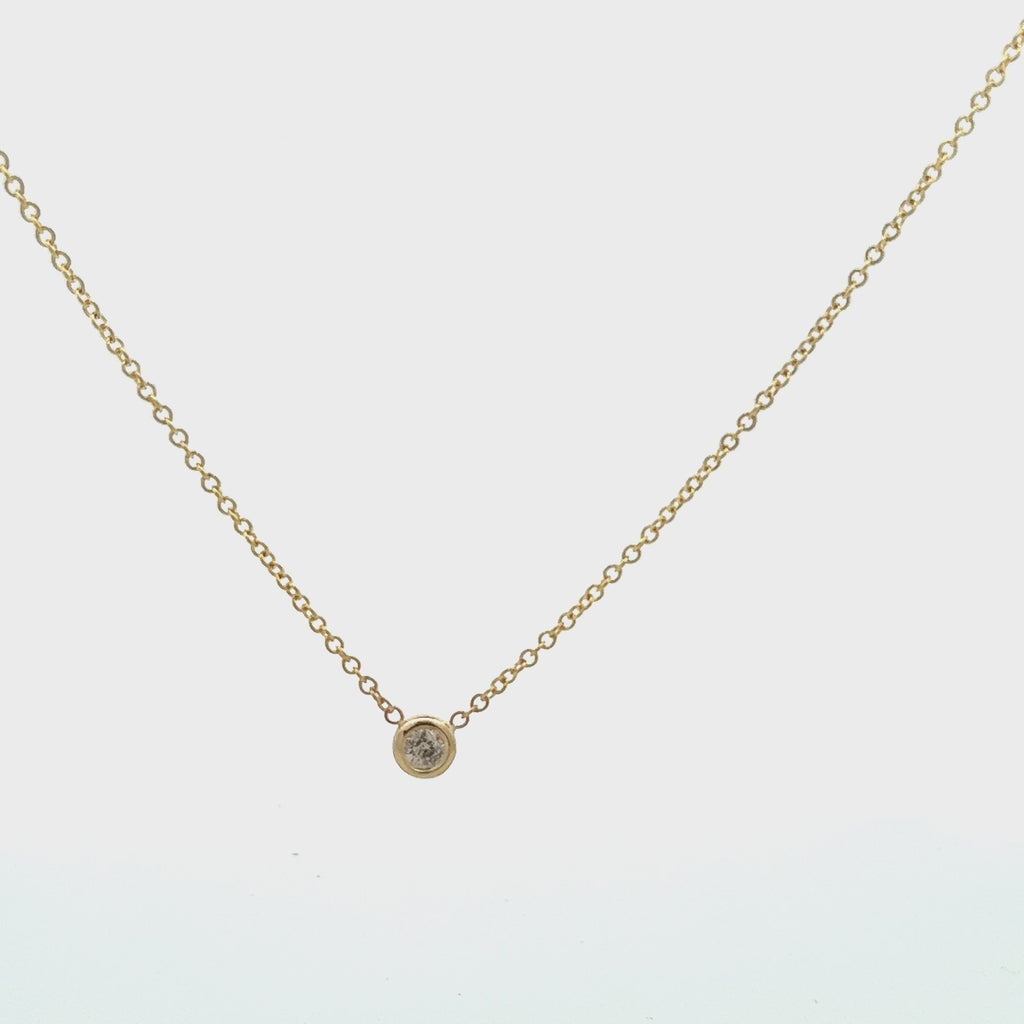 Solitaire Diamond Chain Necklace (0.25 ct.) Bezel Set in 14K Gold