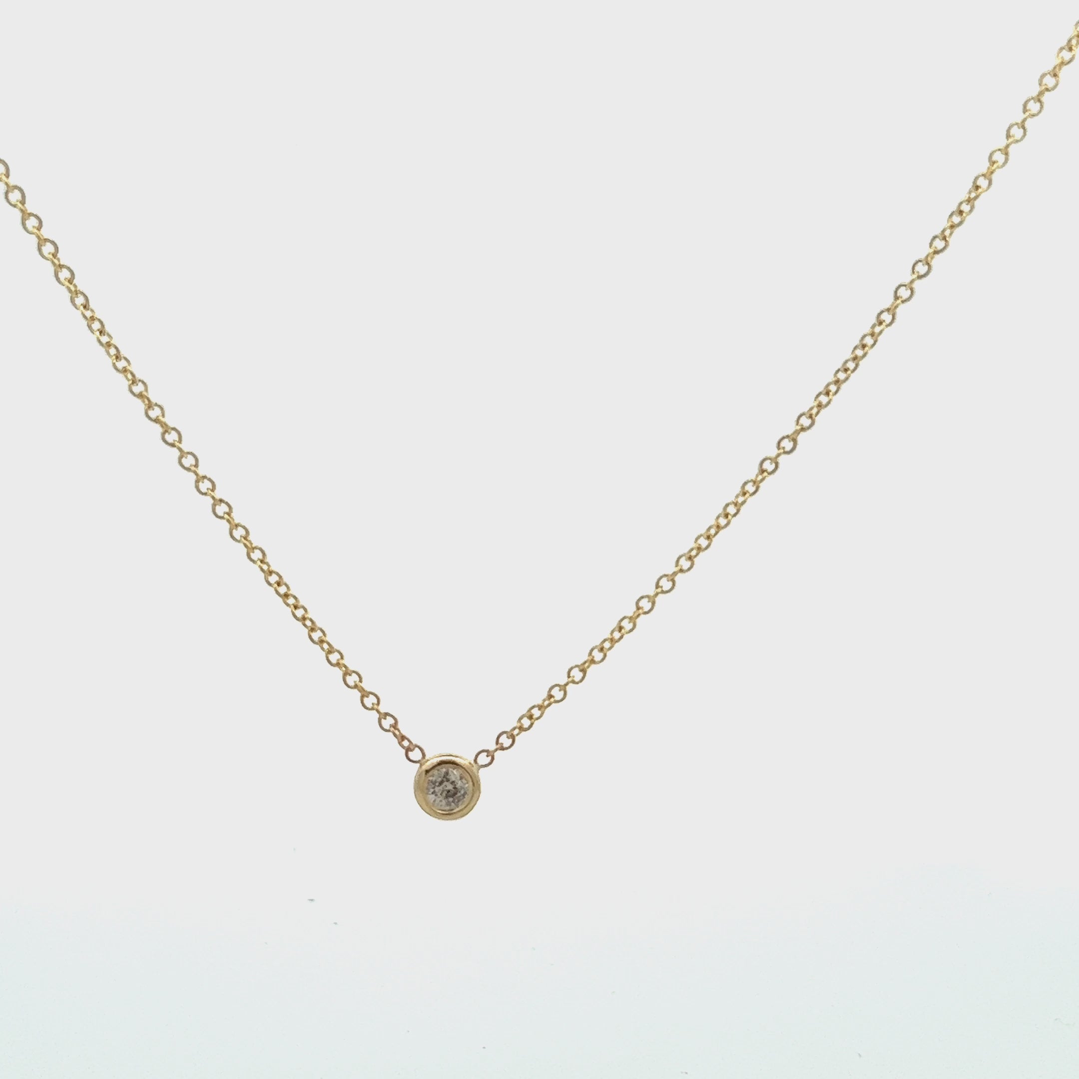 Solitaire Diamond Chain Necklace (0.25 ct.) Bezel Set in 14K Gold