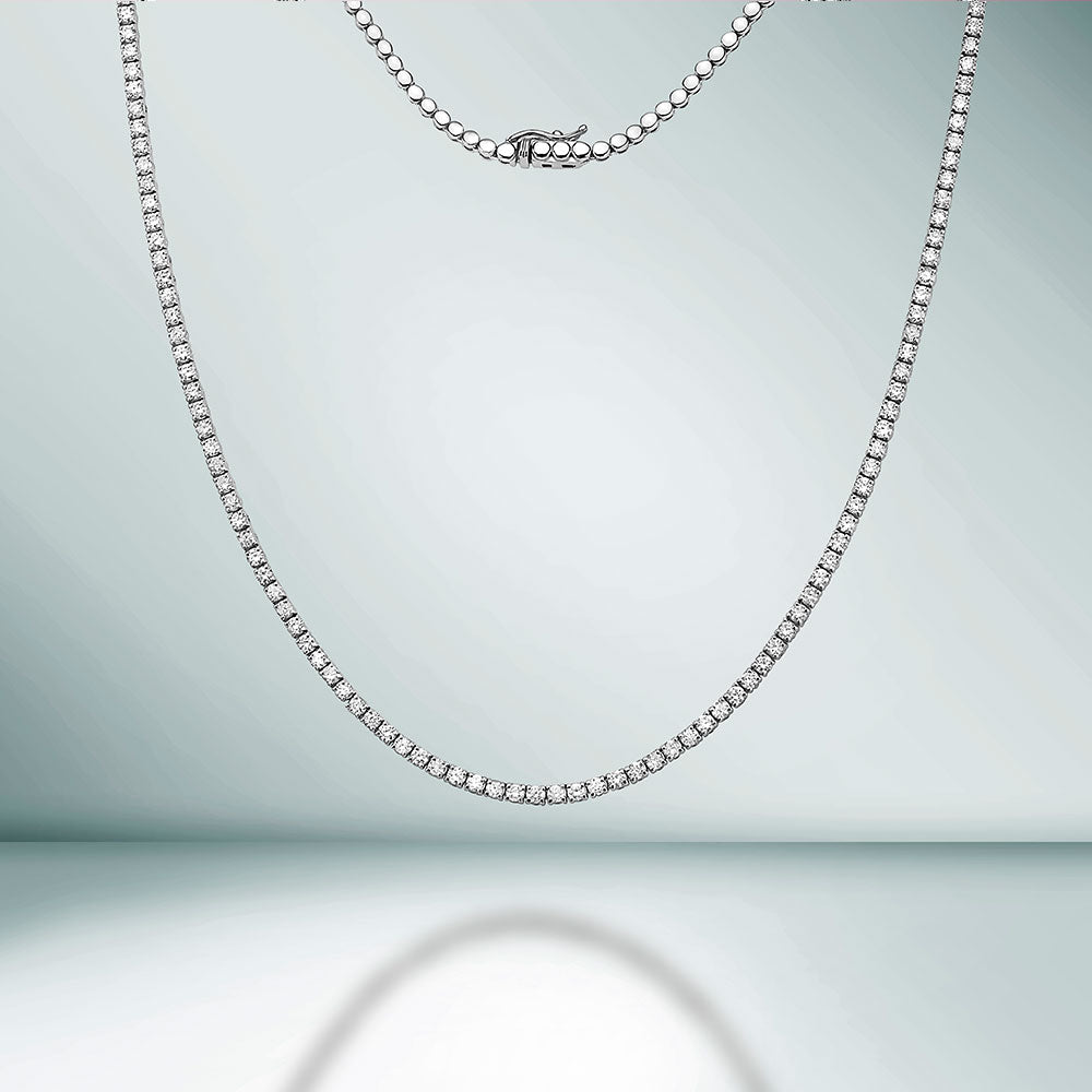 HalfWay Diamond Tennis Necklace (3.50 ct.) 2 mm 4-Prongs Setting in 14K Gold