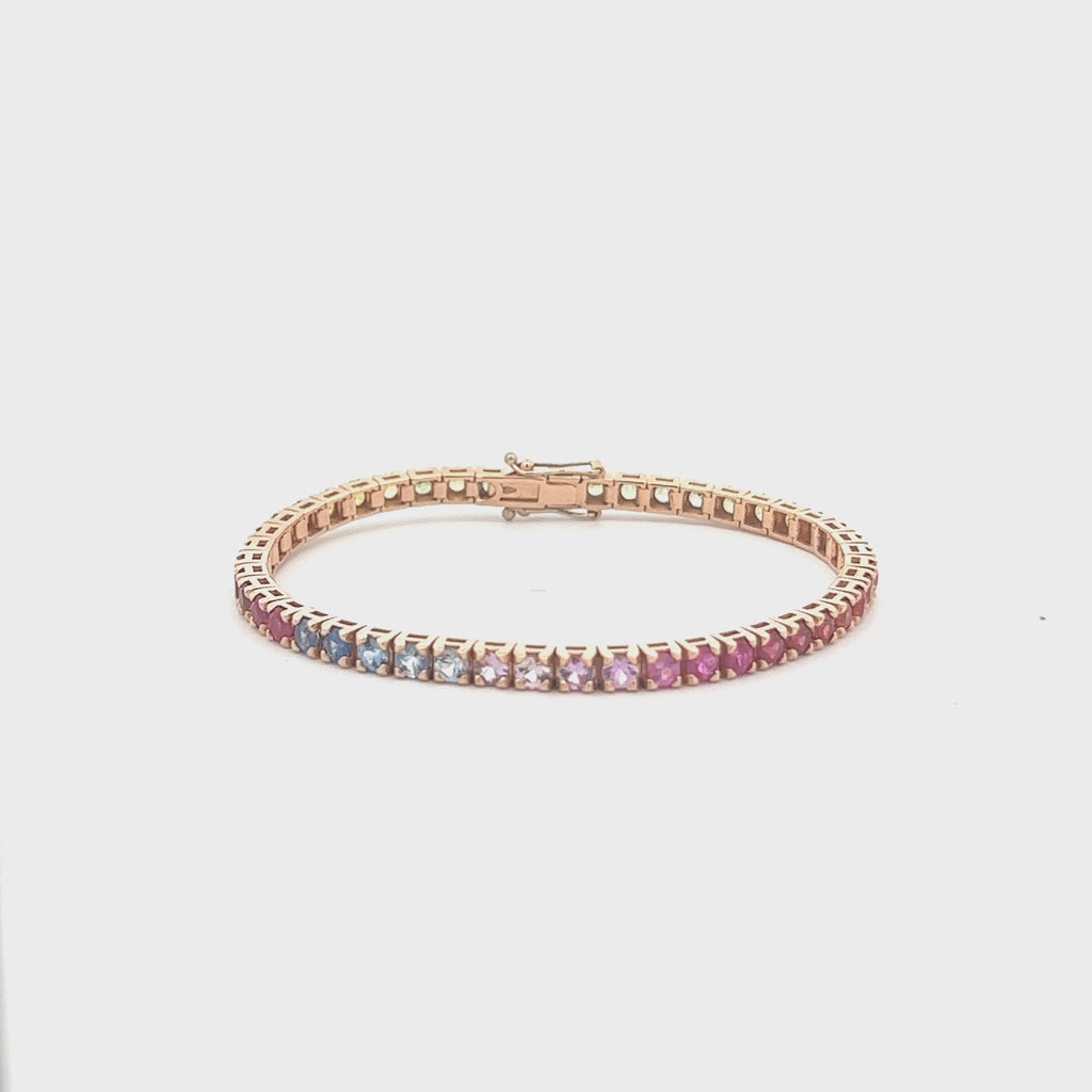 Ruby Tennis Bracelet (5.50 ct.) 4-Prongs Setting 18K Gold, Made in Italy