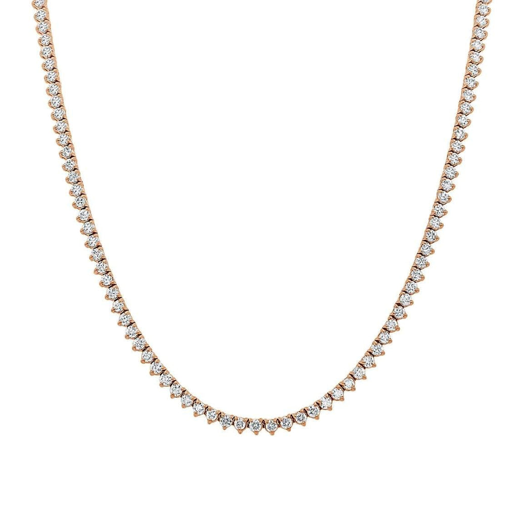 Diamonds Tennis Necklace (20.00 ct.) 4.00 mm 3-Prongs Setting in 14K Gold