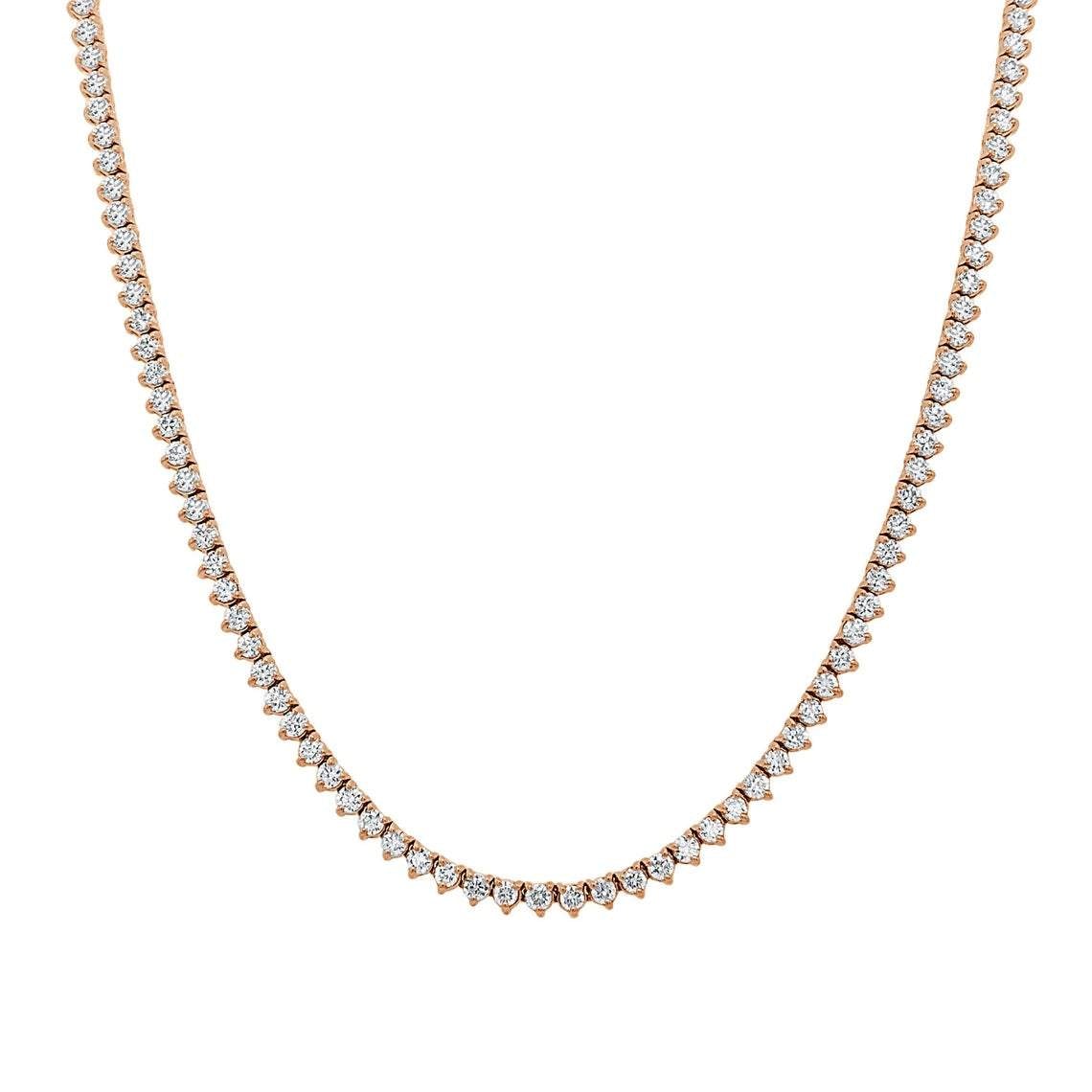 Diamonds Tennis Necklace (20.00 ct.) 4.00 mm 3-Prongs Setting in 14K Gold