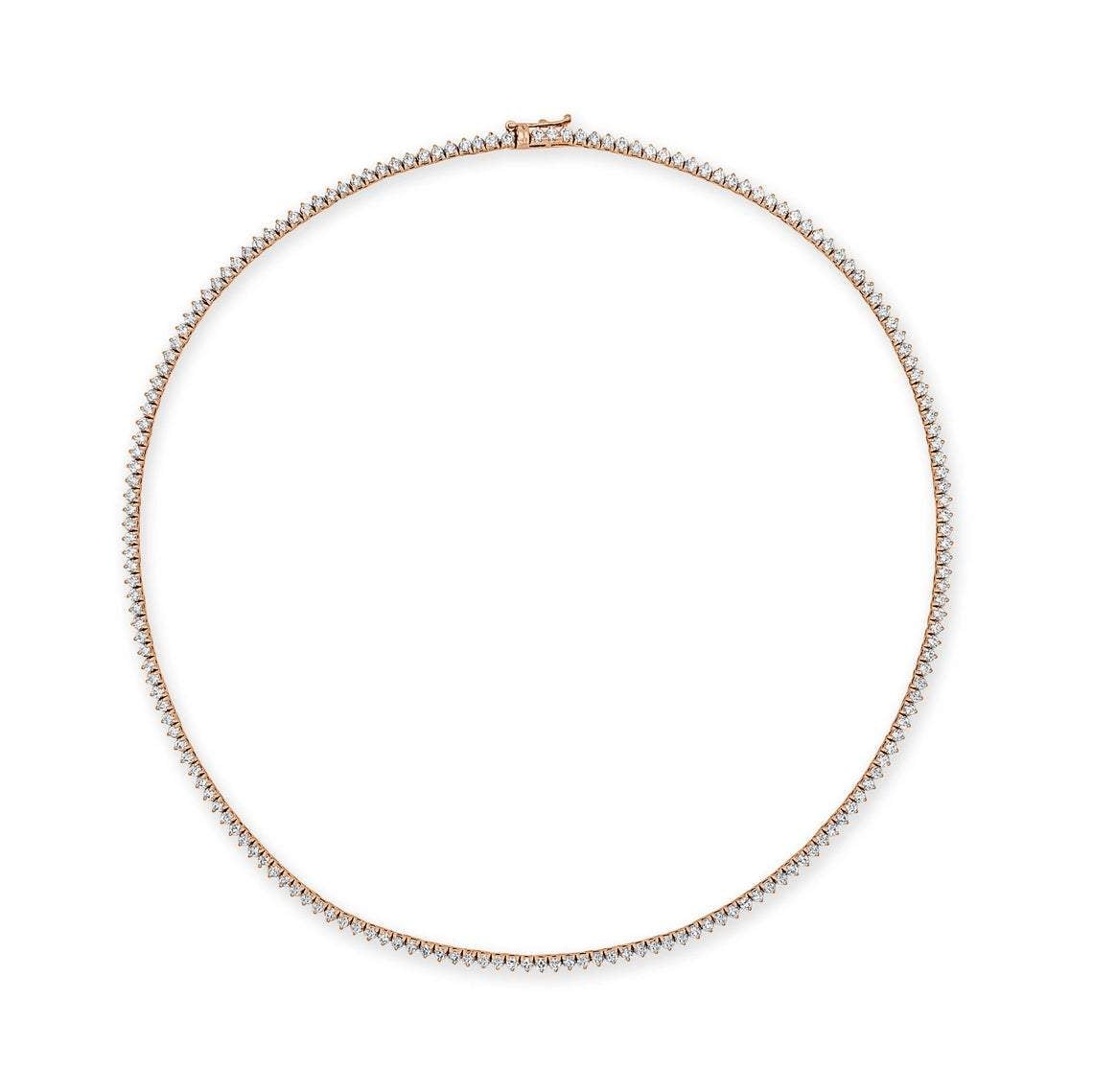 Diamonds Tennis Necklace (20.00 ct.) 4.00 mm 3-Prongs Setting in 14K Gold