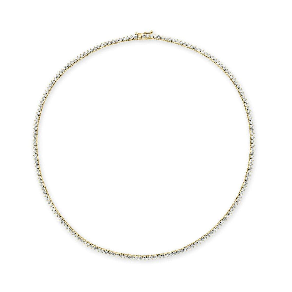 Diamond Tennis Necklace (13.00 ct.) 3 mm 3-Prongs Setting in 14K Gold