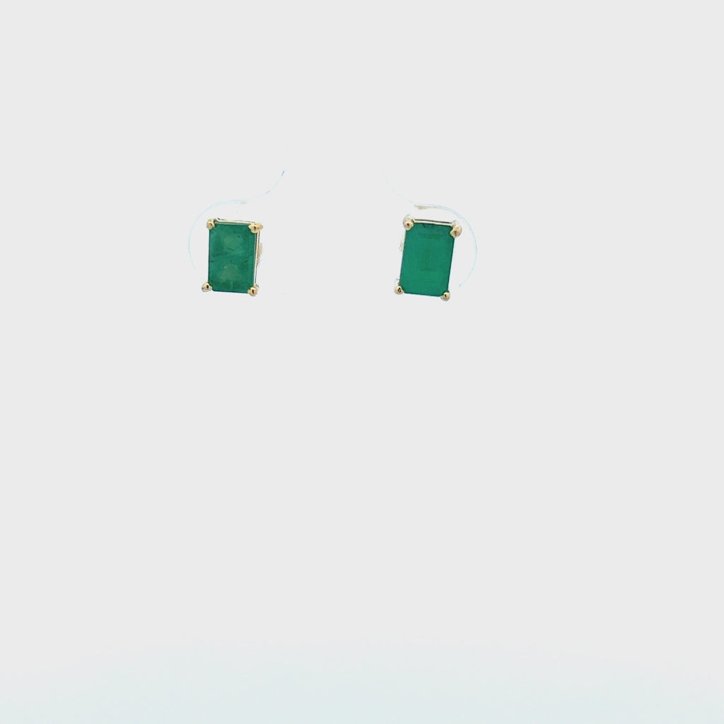 Emerald Cut Emerald Studs Earrings (1.10 ct.) in 14K Gold