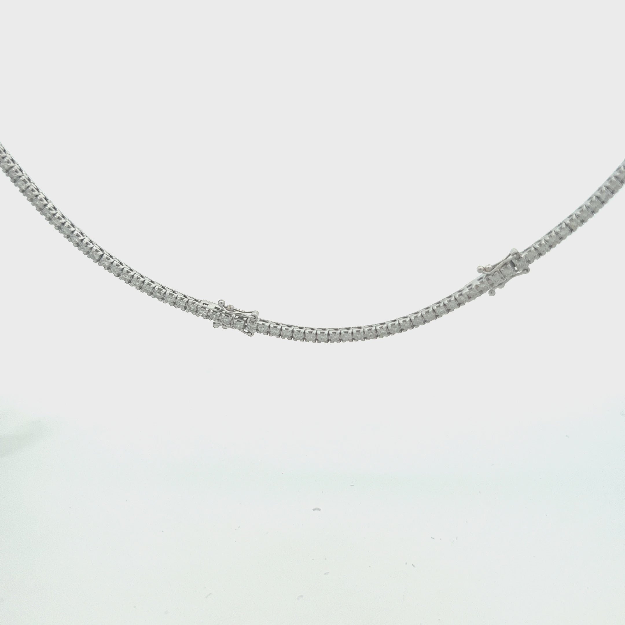 Diamond Tennis Necklace (3.50 ct.) 2 mm 4-Prongs Setting in 18K Gold + Chain Extender, Made in Italy