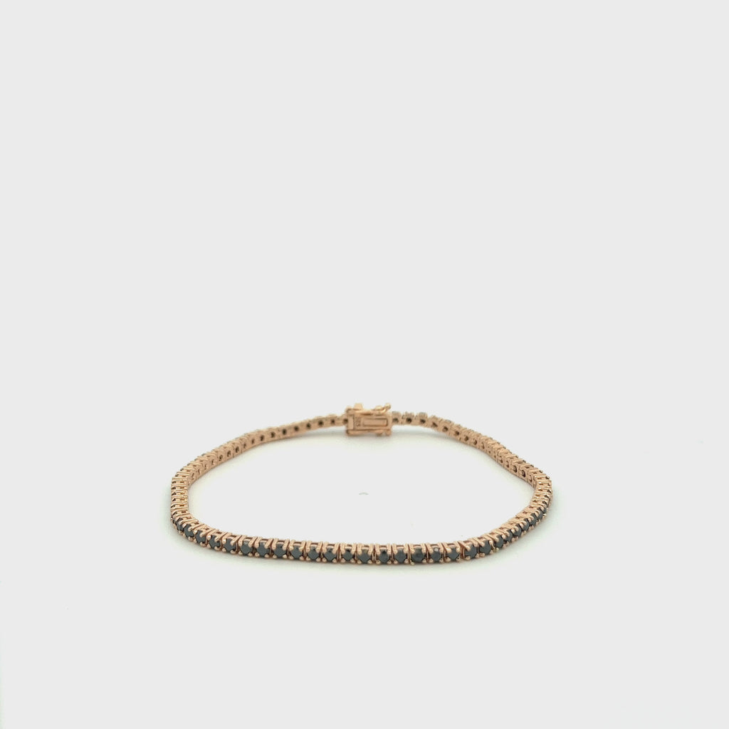 Black Diamond Tennis Bracelet (2.90 ct.) 2 mm 4-Prongs Setting in 14K Gold