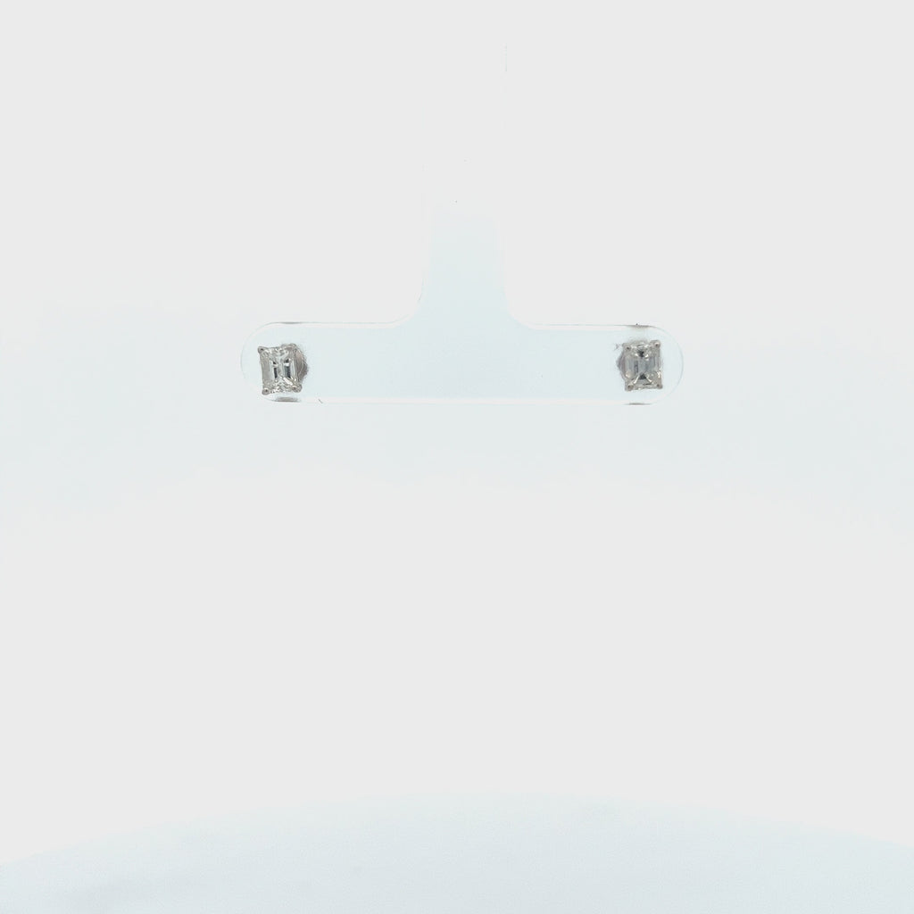 Emerald Cut Diamond Studs Earrings (0.65 ct.) in 14K Gold