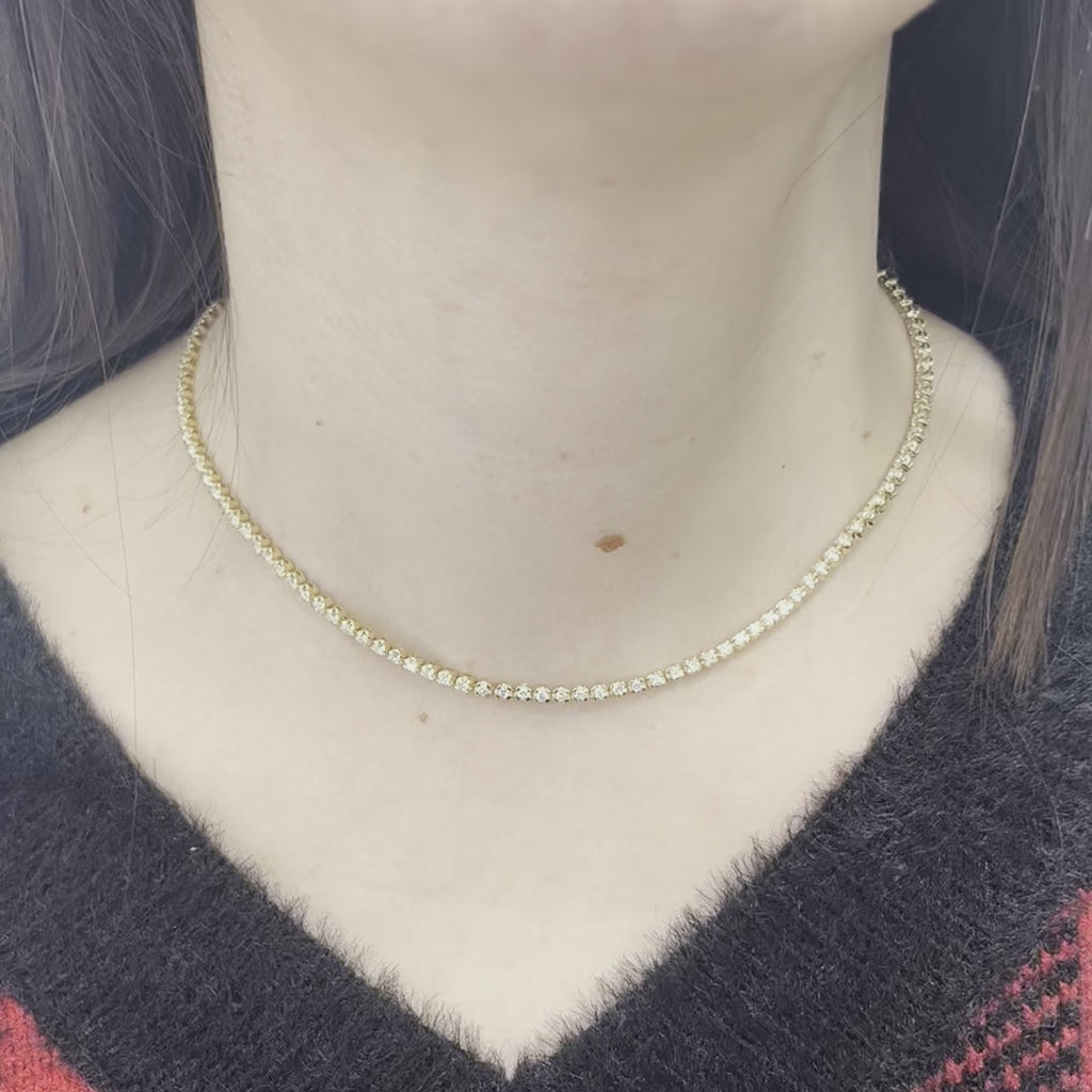 Multiway Diamond Tennis Choker Necklace + Double Wrap Bracelet, (2.53 ct.) Buttercup Setting in 14K Gold