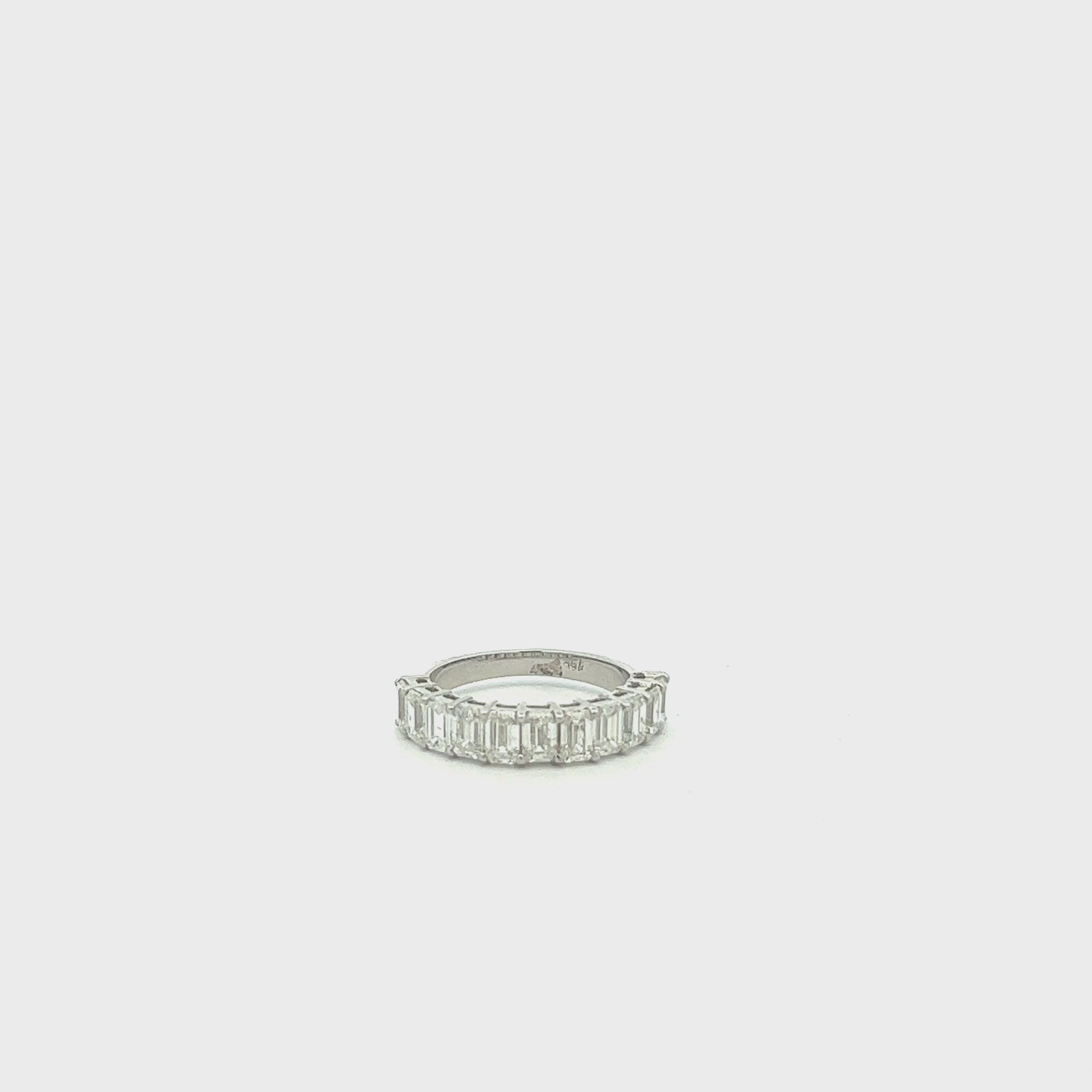 Emerald Cut Diamond Halfway Ring Band (2.51 ct.) 4-Prongs Setting in 18K Gold