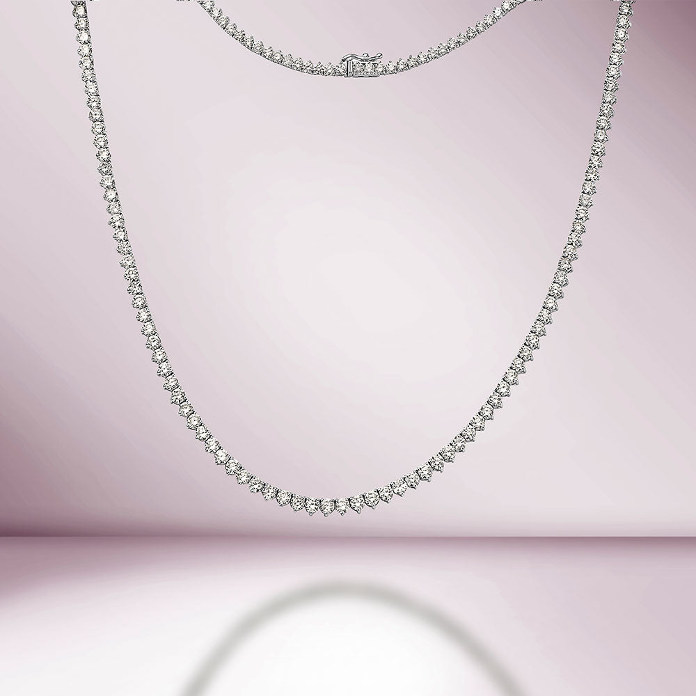 Diamond Tennis Necklace (4.50 ct.) 1.7 mm 3-Prongs in 14K Gold