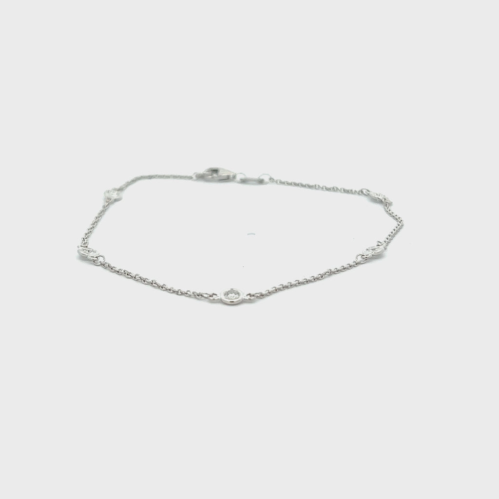 5 Stone Diamond By The Yard Bracelet, Bezel Set in 14K Gold