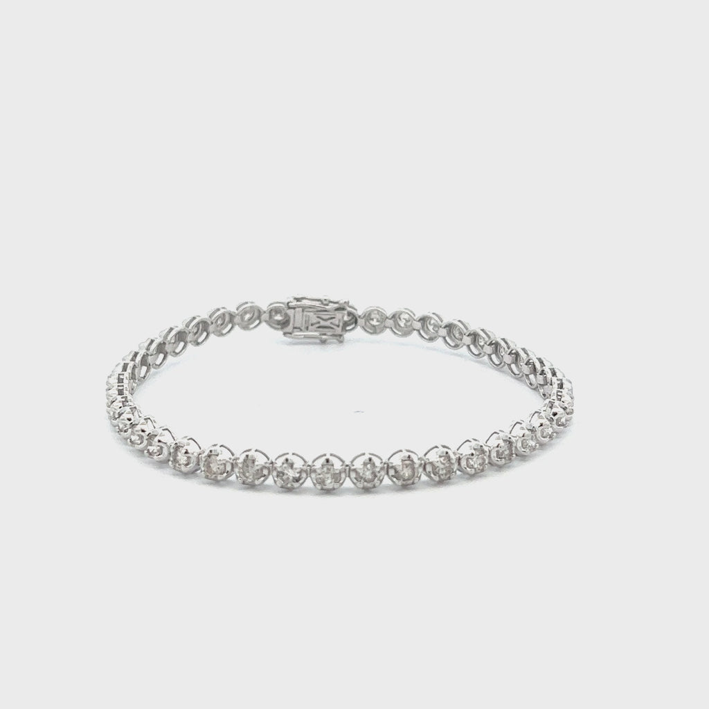 Diamond Tennis Bracelet (4.00 ct.) 4.5 mm Buttercup Setting in 14K Gold