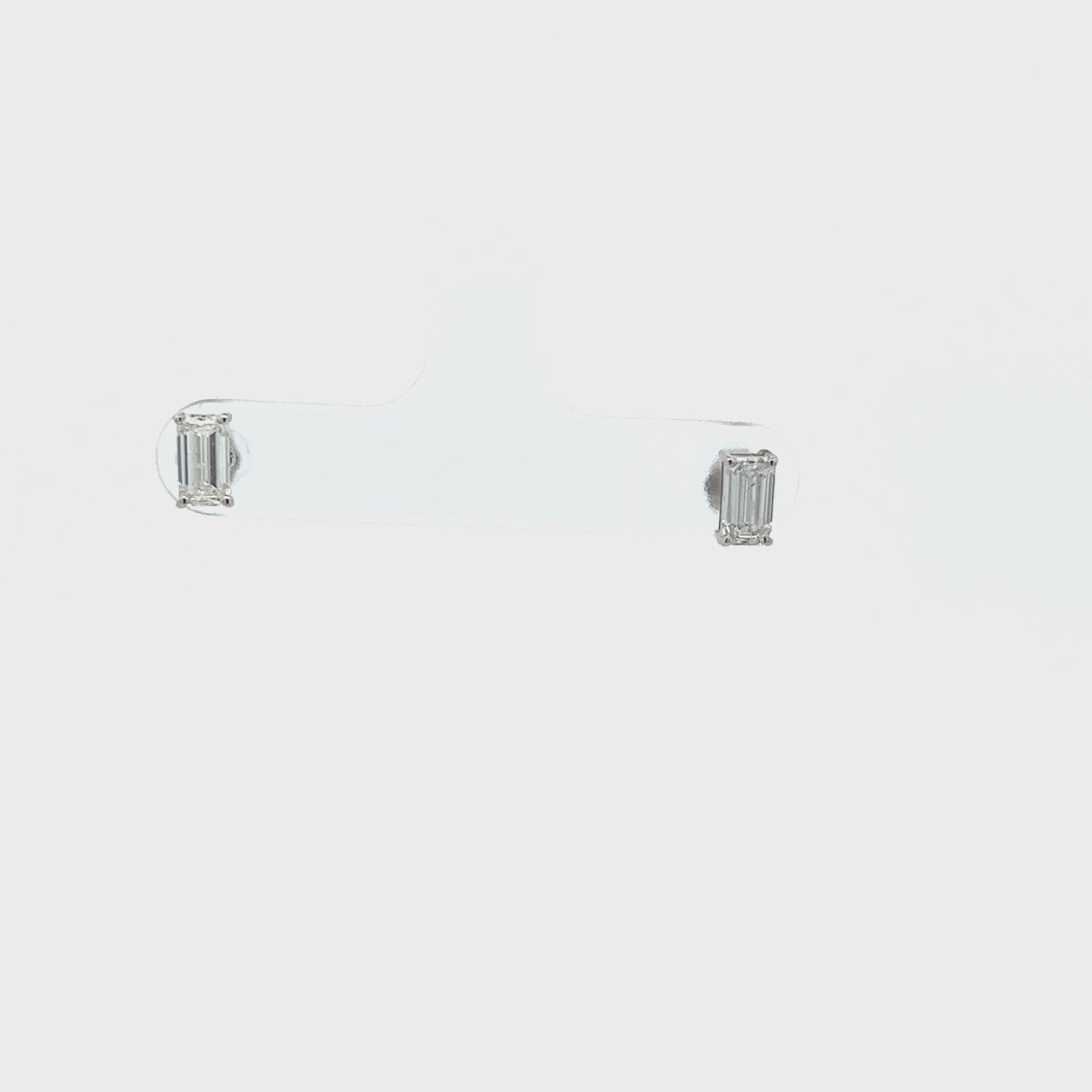 Emerald Cut Diamond Studs Earrings (1.00 ct.) in 18K Gold