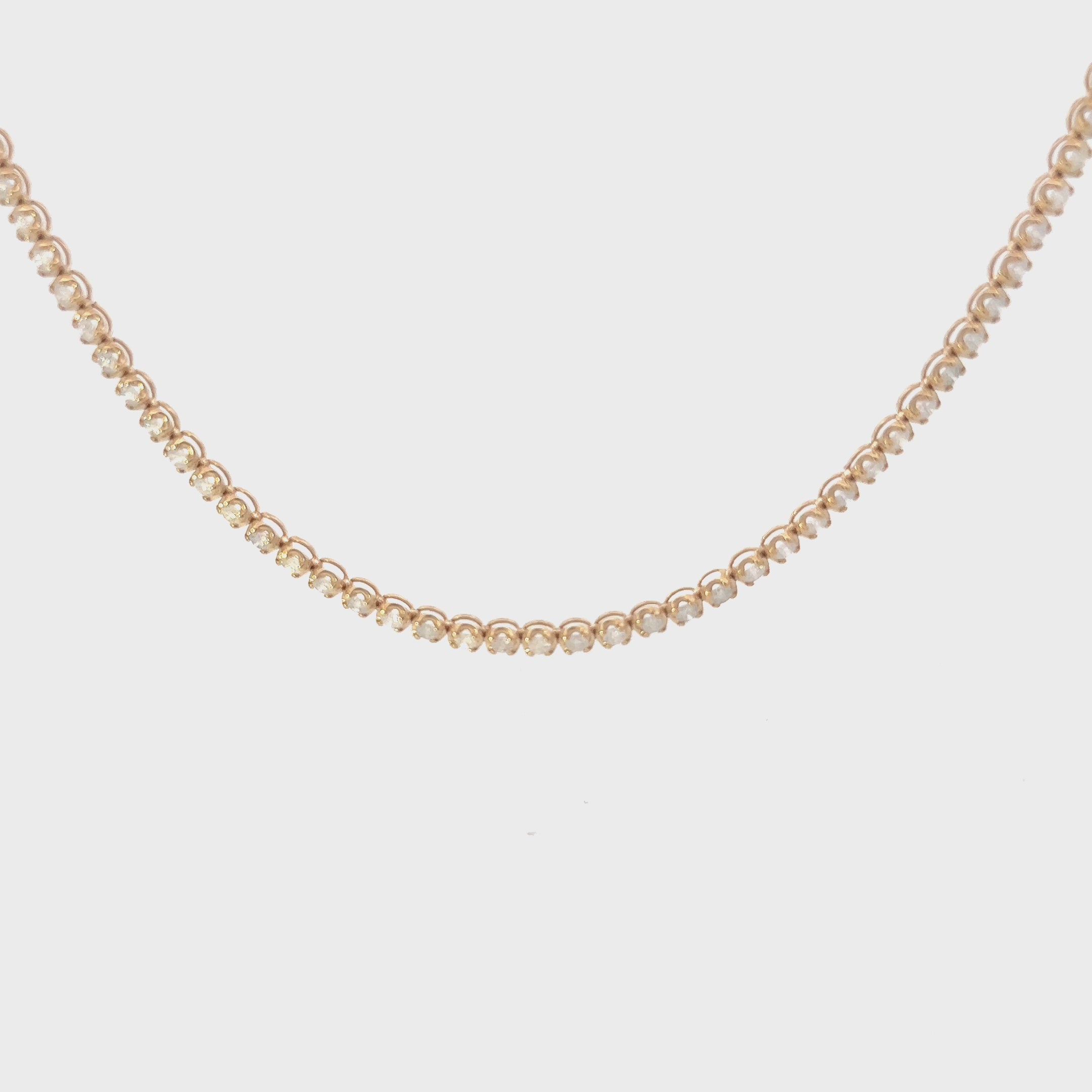 Diamond Tennis Necklace (7.00 ct.) 2.2 mm Buttercup Setting in 14K Gold
