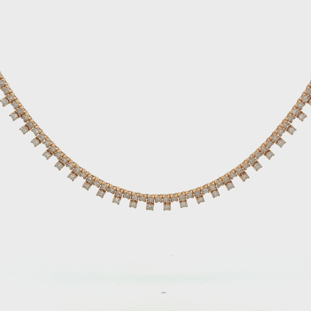 HalfWay Diamond Tennis Necklace (5.75 ct.) 4-Prongs Setting in 14K Gold