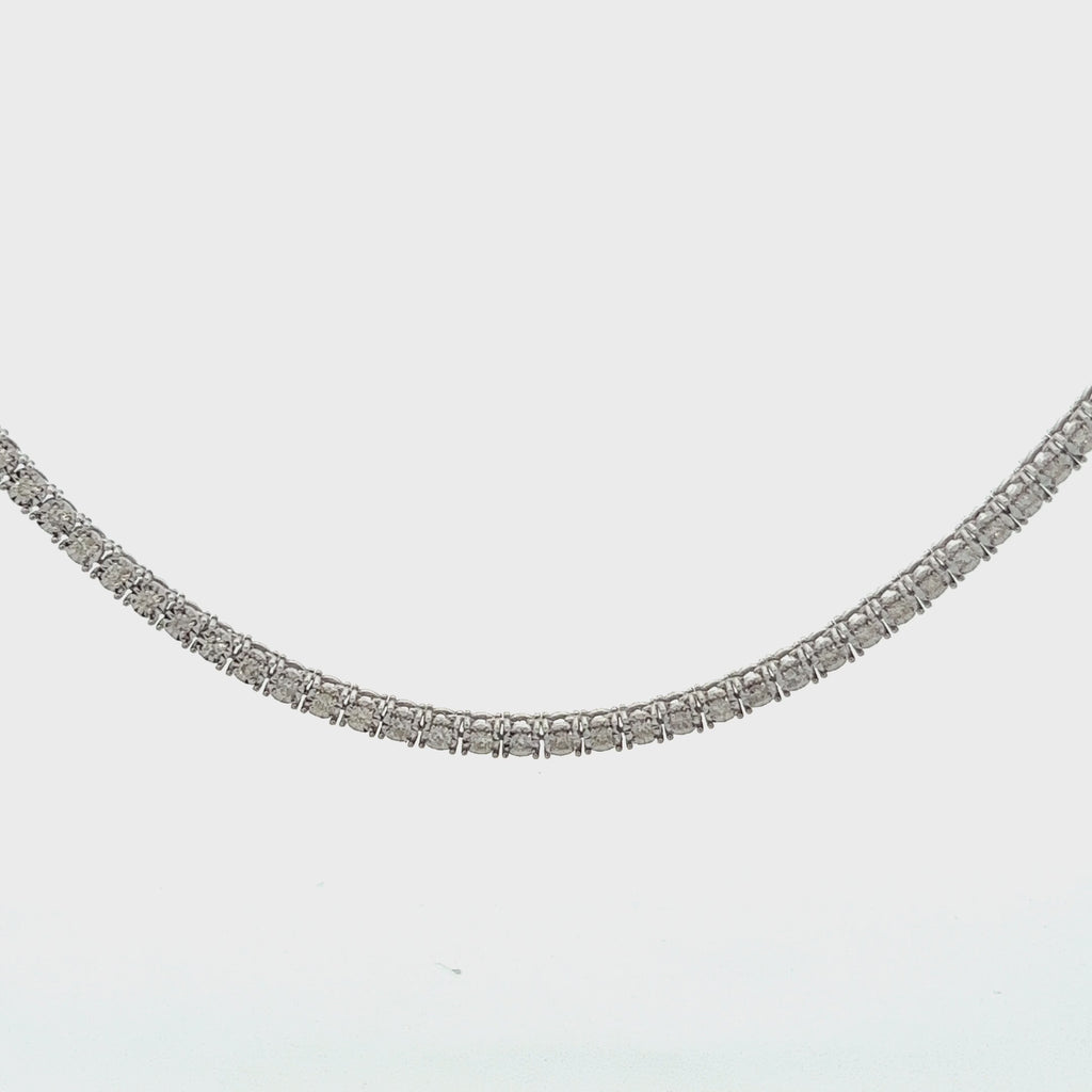 Diamond Tennis Necklace (4.00 ct.) 2 mm Illusion Setting in 14K Gold