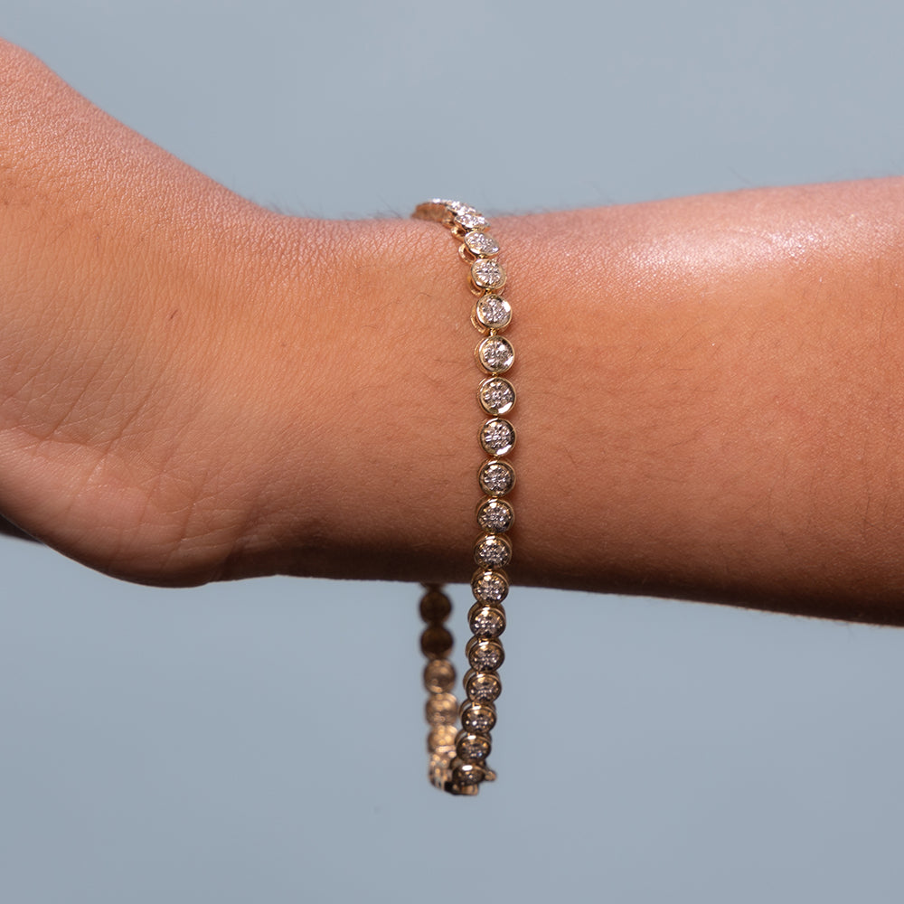 Diamond Tennis Bracelet (2.50 ct.) Bezel Setting in 14K Gold