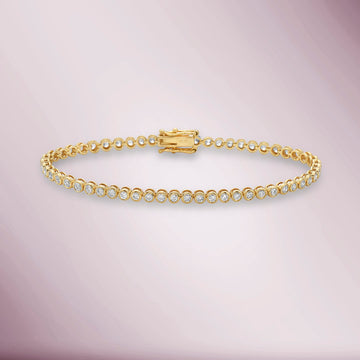 Diamond Tennis Bracelet (2.50 ct.) Bezel Setting in 14K Gold