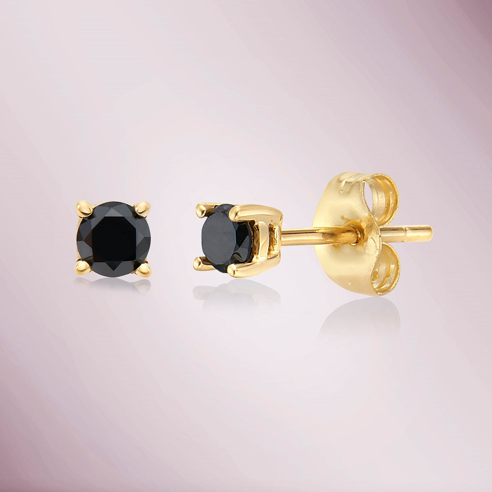 Black Diamond Stud Earrings (0.06-0.20 ct.) in 14K Gold
