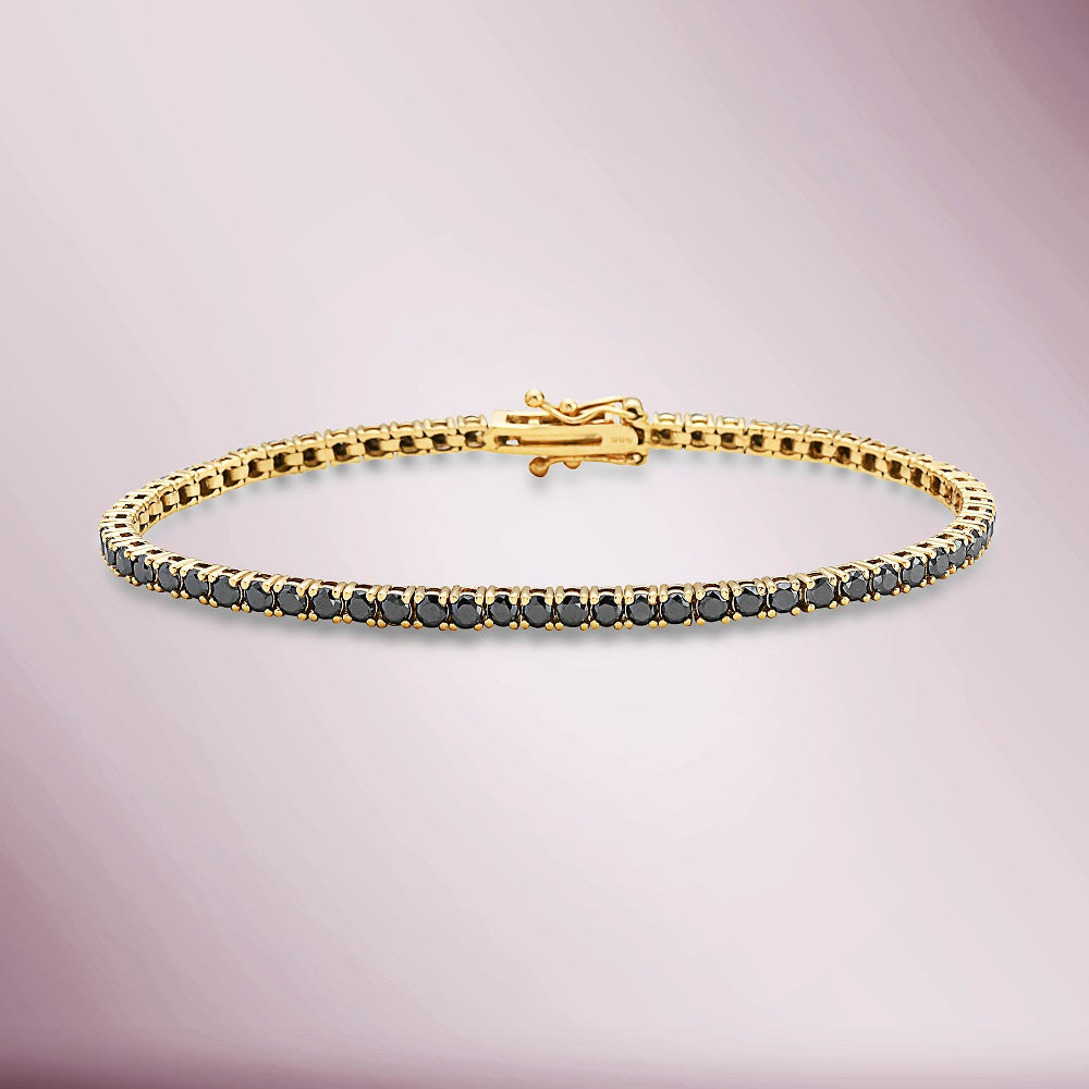 Black Diamond Tennis Bracelet (6.00 ct.) 3 mm 4-Prongs Setting 14K Gold
