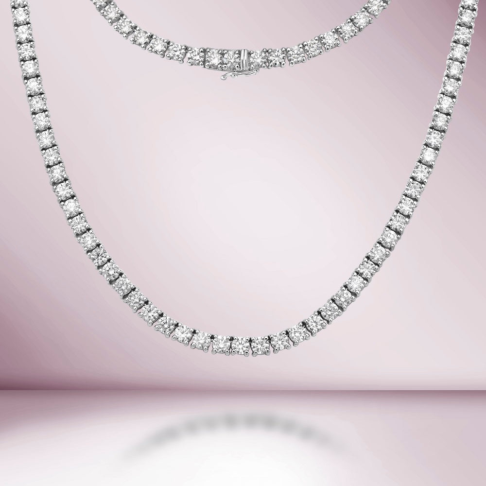 Diamond Tennis Necklace (32.00 ct.) 4.80 mm 4-Prongs Setting in 14K Gold