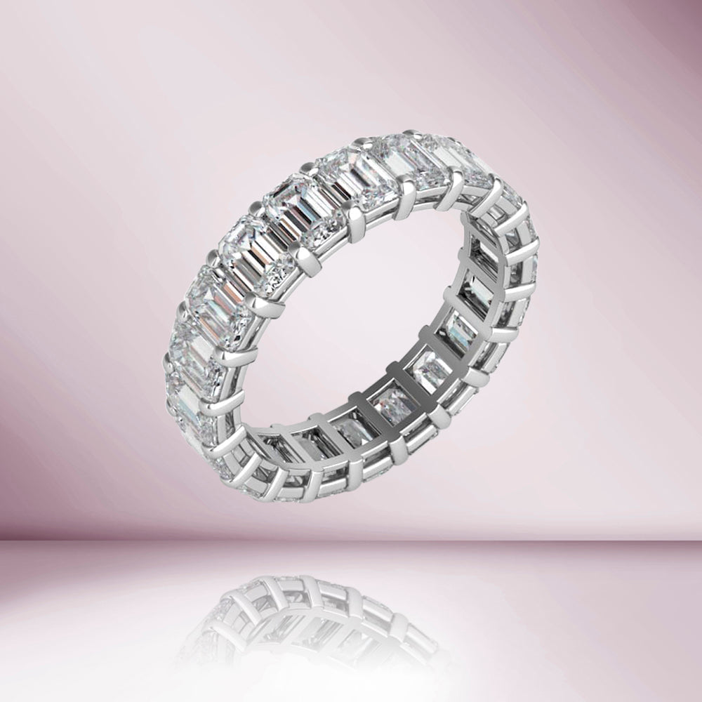 Emerald Cut Diamond Eternity Band (5.72 ct.) in 18K Gold